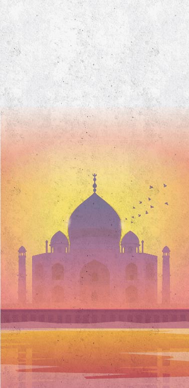 A graphic of the Taj Mahal Agra